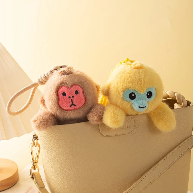 Cute Animal (Golden Monkey/Macaque/White faced saki) Plush Keychain 12cm