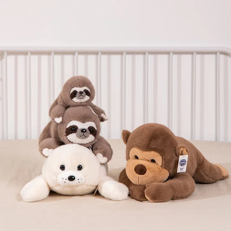 Cute Lying Monkey/Seal/Sloth Plush Pillow Toys 31/47/65cm