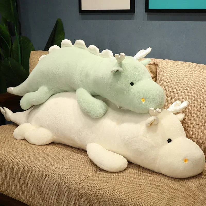 Cute Dragon Plush Pillow Toys 70/95/120/140cm -Green/White