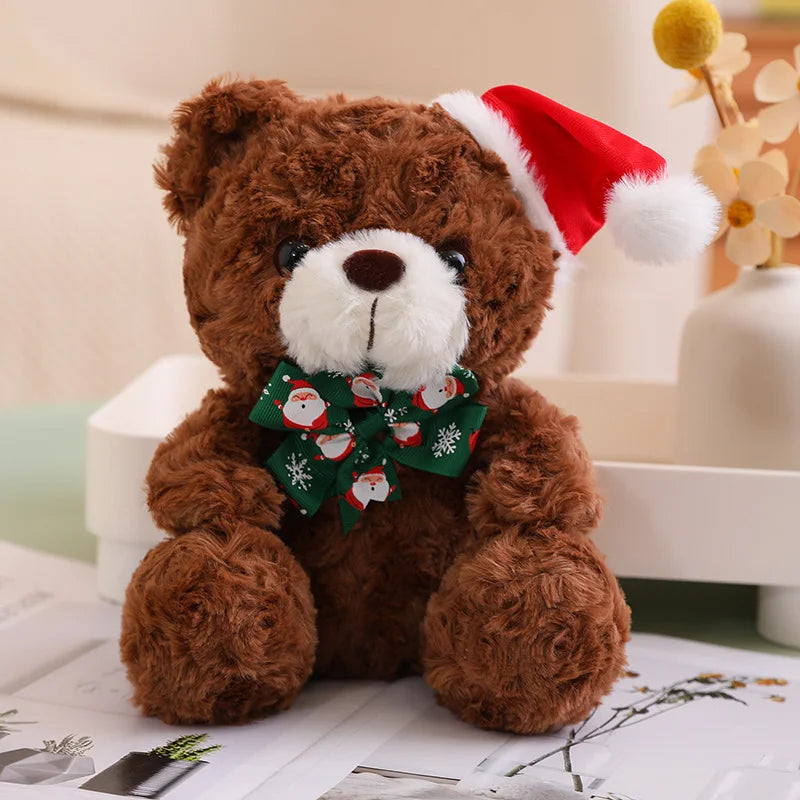 Teddy Bear With Christmas Hat And T-Shirt/Bow Plush Toys 20cm - 18 Styles