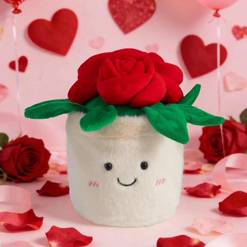 Smiley Potted Rose Plush Toys 20cm - 8 Colours