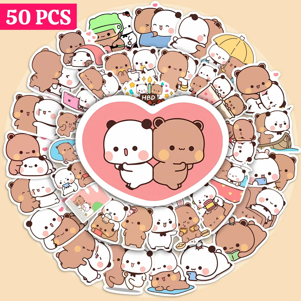 50 pcs Cute/Kawaii Panda and Bear Stickers