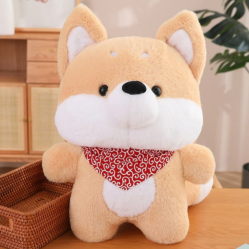 Cute Dog ( Husky/Shiba Inu) with Red/Green Scarf Plush Toys 50/70/90cm