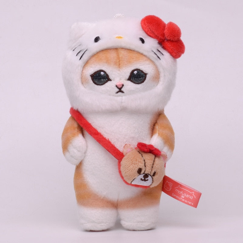 Mofusand Cat With Sanrio (Kuromi/My Melody/Cinnamonroll/Pom Pom Purin/Hello kItty/Hangyodon) Dress Up Plush Keychains- 6 Styles