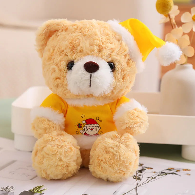 Teddy Bear With Christmas Hat And T-Shirt/Bow Plush Toys 20cm - 18 Styles
