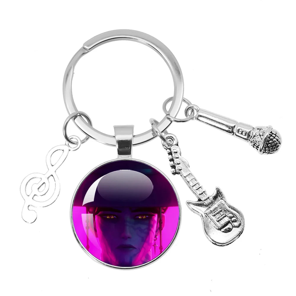 Cute K-Pop Demon Hunters/Saja Boys/Derpy Keychain with Music Themed Pendant