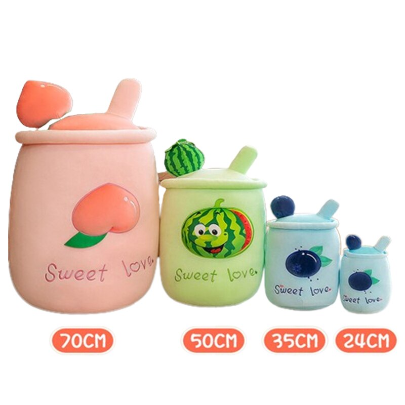 Fruit Milk Tea Plush Toys 24cm/35cm/50cm/70cm - Blue/Pink/Green