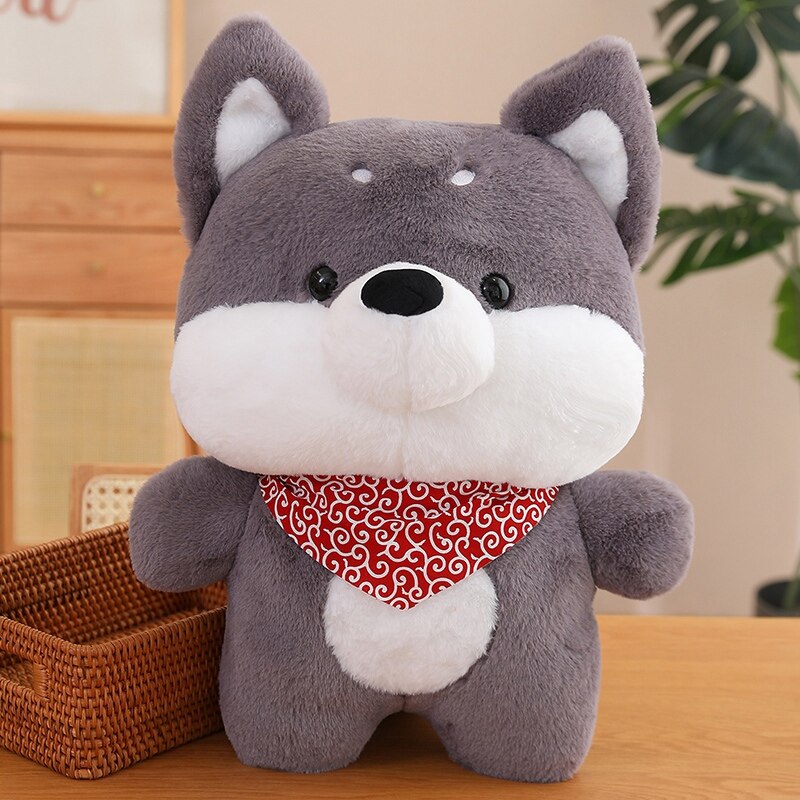 Cute Dog ( Husky/Shiba Inu) with Red/Green Scarf Plush Toys 50/70/90cm