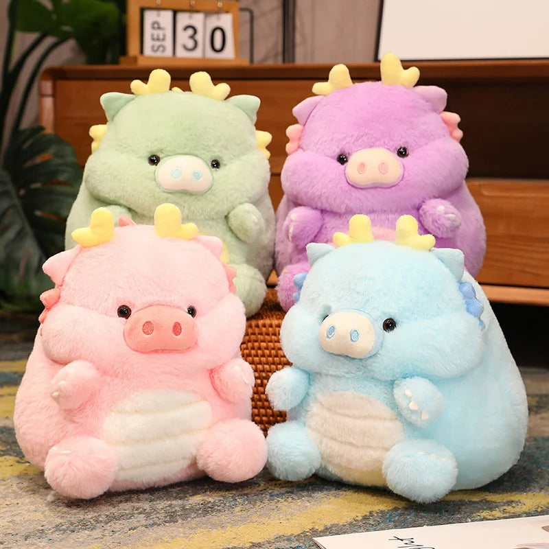 Funny Dragon And Pig Hybrid Plush Toys 30cm - Blue/Green/Pink/White/Yellow/Purple/Brown