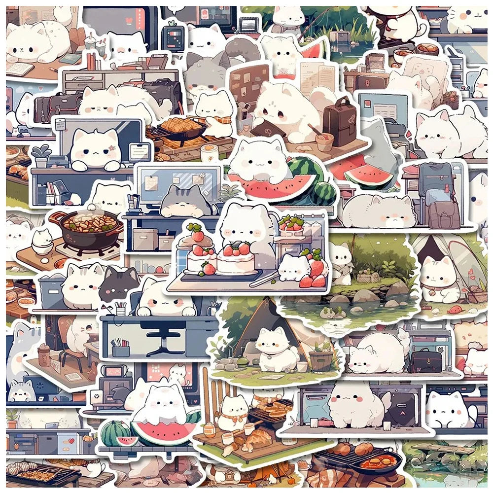 54 pcs Cute/Kawaii Cat Stickers