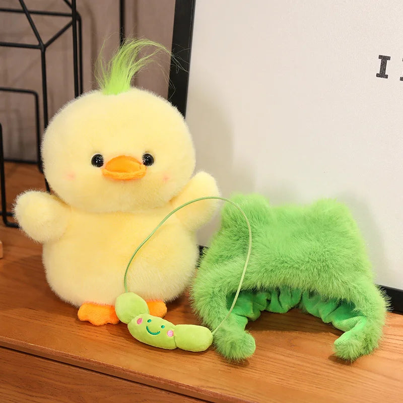 Cute Duck With Green Hat Plush Hats 24/35/50/65cm - Yellow/White