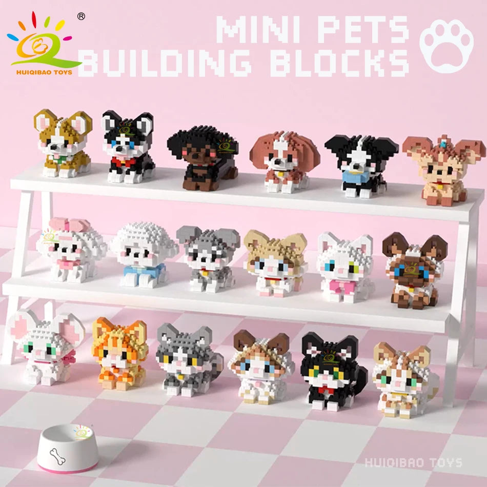 Cute Pet (Cat/Dog/Mouse) Mini Building Blocks - 18 Styles