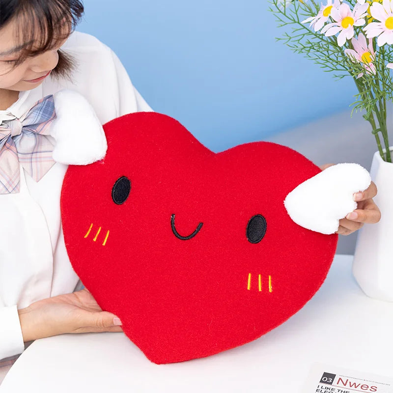 Cute Smiley Heart With/Without Wings Plush Toys -Red/Pink/Brown