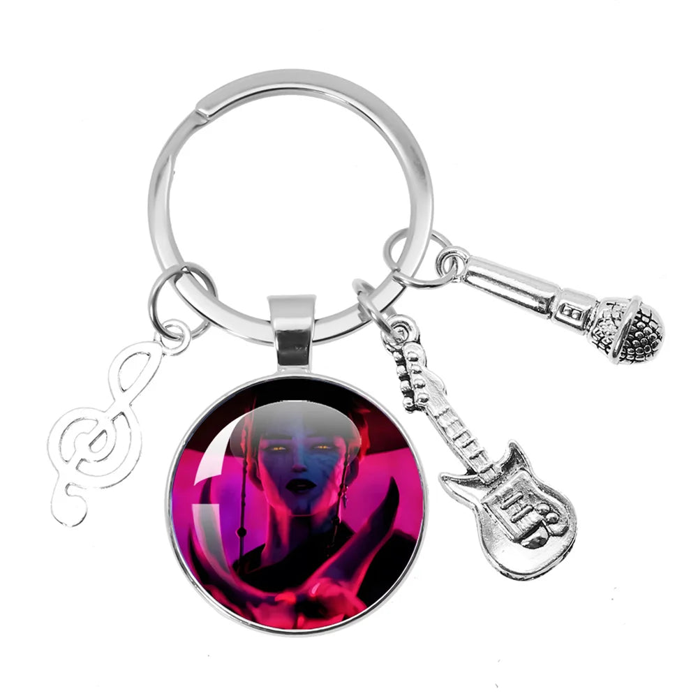 Cute K-Pop Demon Hunters/Saja Boys/Derpy Keychain with Music Themed Pendant