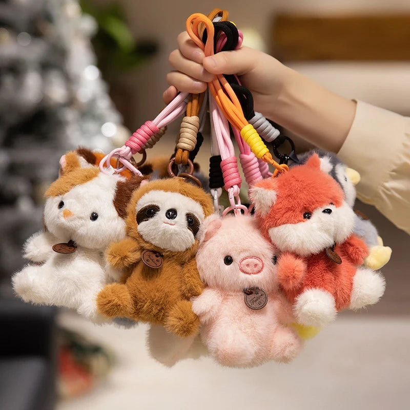 Cute Animal Plush Keychain 12cm - Pig/Cat/Dino/Elephant/Capybara/Duck/Panda/Rabbit/Penguin/Red Panda/Fox/Sloth