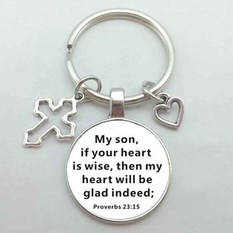 Keychain With The Bible Verse With Cross And Heart - 57 Styles