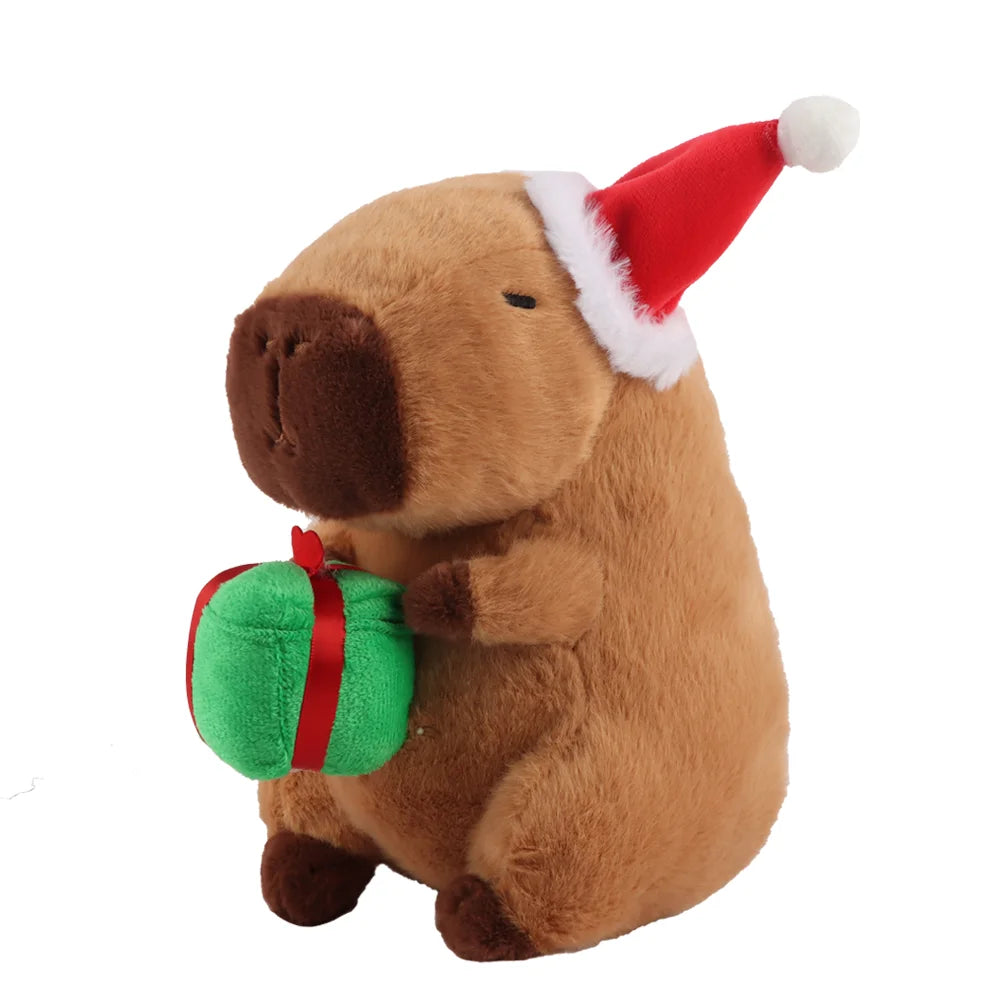 Cute Capybara With Christmas Hat and Present Plush Toys 22cm