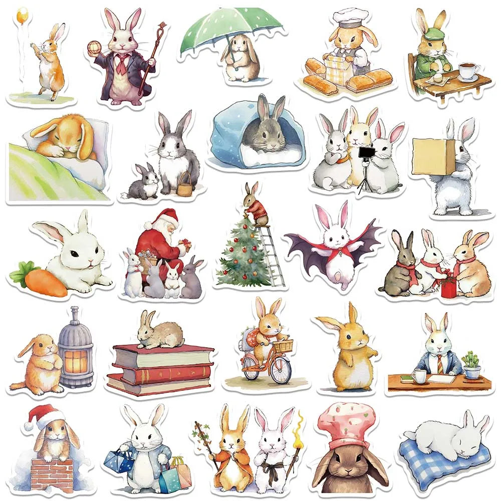 50 pcs Cute/Kawaii Bunny/Rabbit Stickers