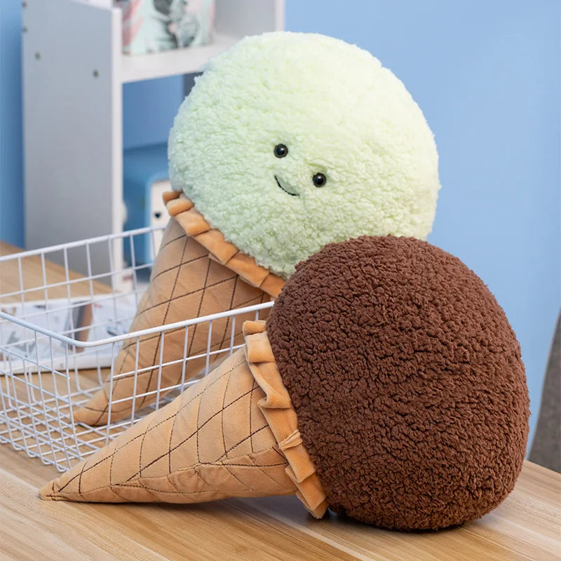 Cute Ice Cream Plush Toys - Blue/Green/Brown/Pink/White