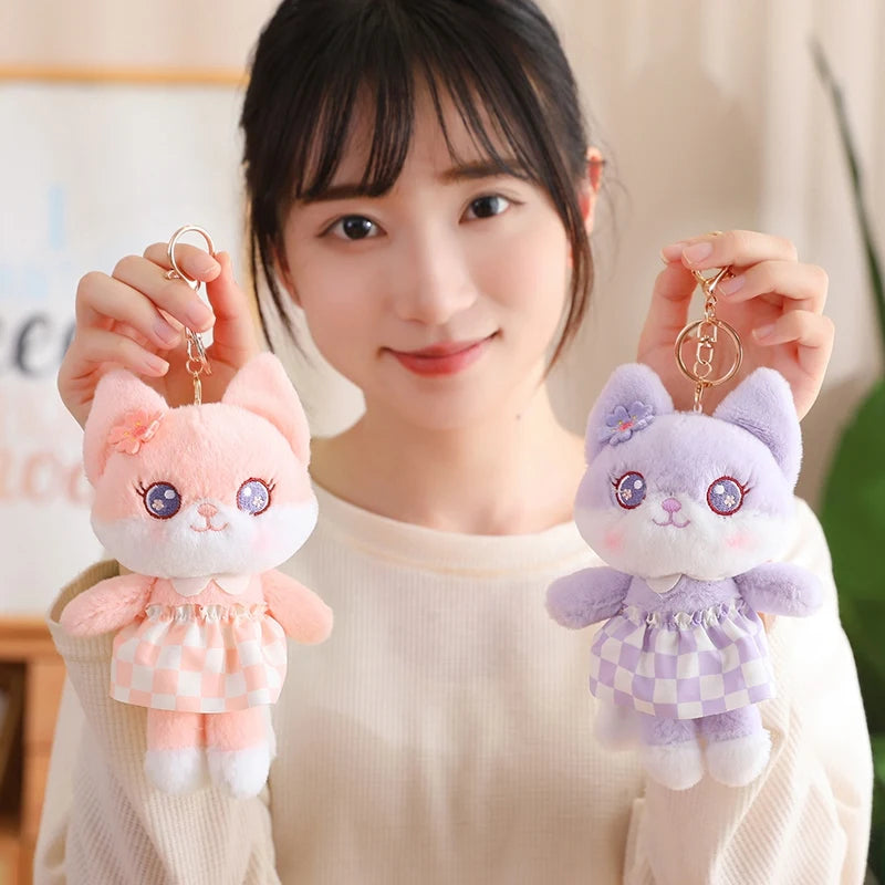 Cute Fox Plush Keychains 15cm - Pink/Purple