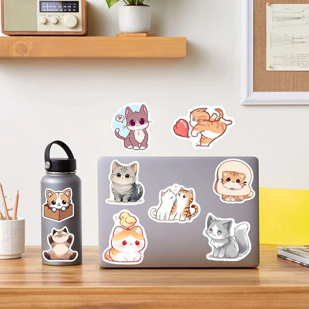 50 pcs Cute/Kawaii Cat Stickers - V4