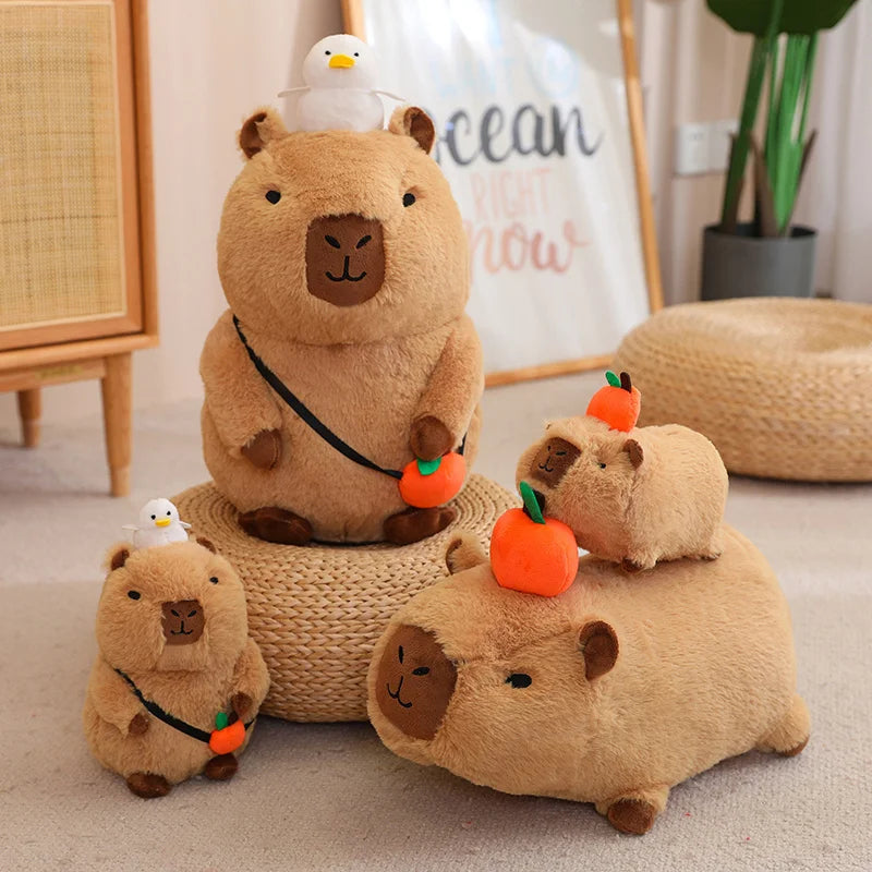 Cute Capybara With Bird/Fruit Plush Toys 20/30/40cm