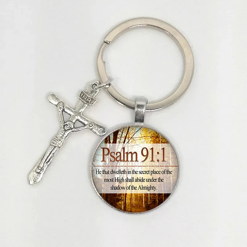 Keychain With The Bible Verse/Inspirational Message And Cross- 10 Styles