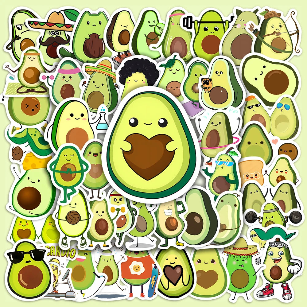 50 pcs Cute/Kawaii Avocado Stickers