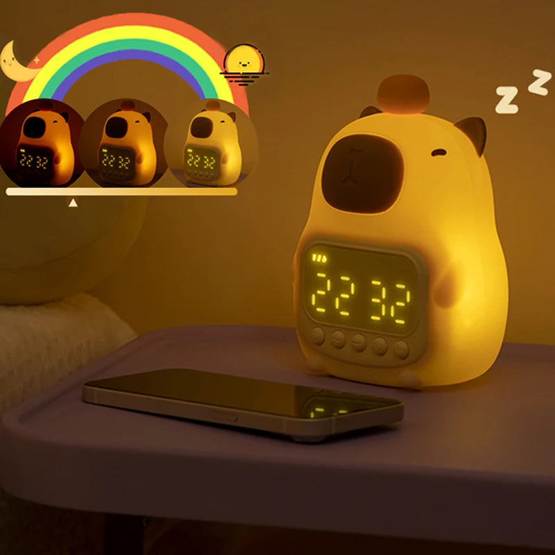 LED Night Light Capybara Lamp With Digital Aarm Clock