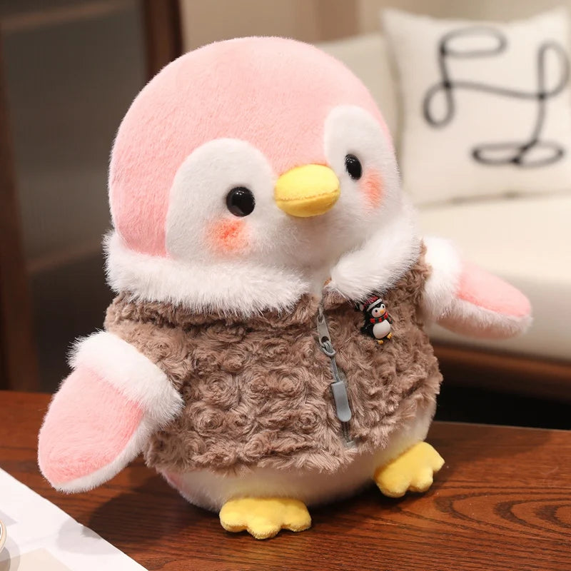 Cute Penguin With Cloth/Scarf Plush Toys 22/30cm - Grey/Pink/Blue/Purple
