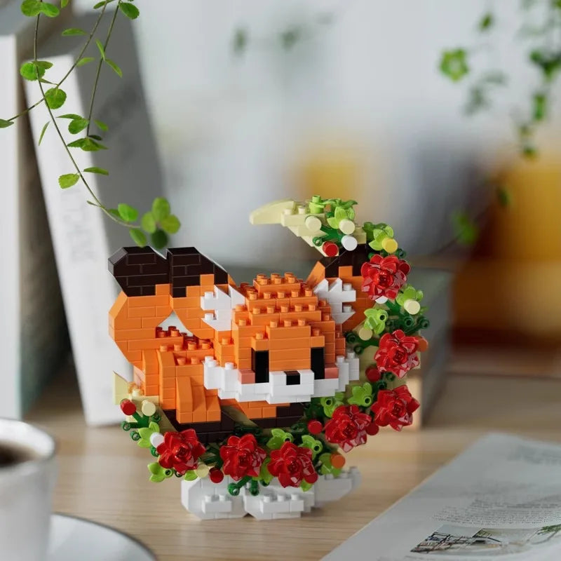 Cute Animal With Flower Moon Set Mini Building Blocks - 18 Styles