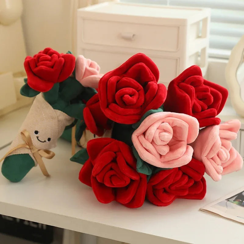 Cute Flower (Red And Pink Rose) Plush Bouquet 28/50cm