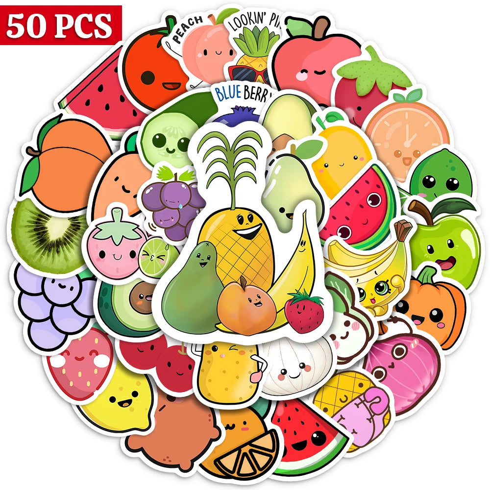 50 pcs Cute/Kawaii Fruit And Vegetable Stickers