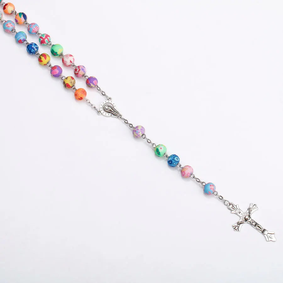 Rosary (Colourful Pottery Beads) 70cm - 4 Styles