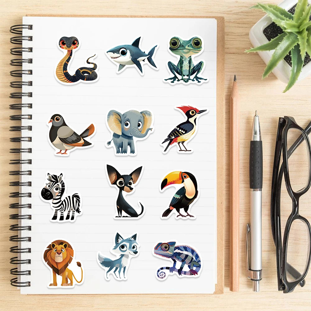 55 pcs Cute/Kawaii Animal Stickers