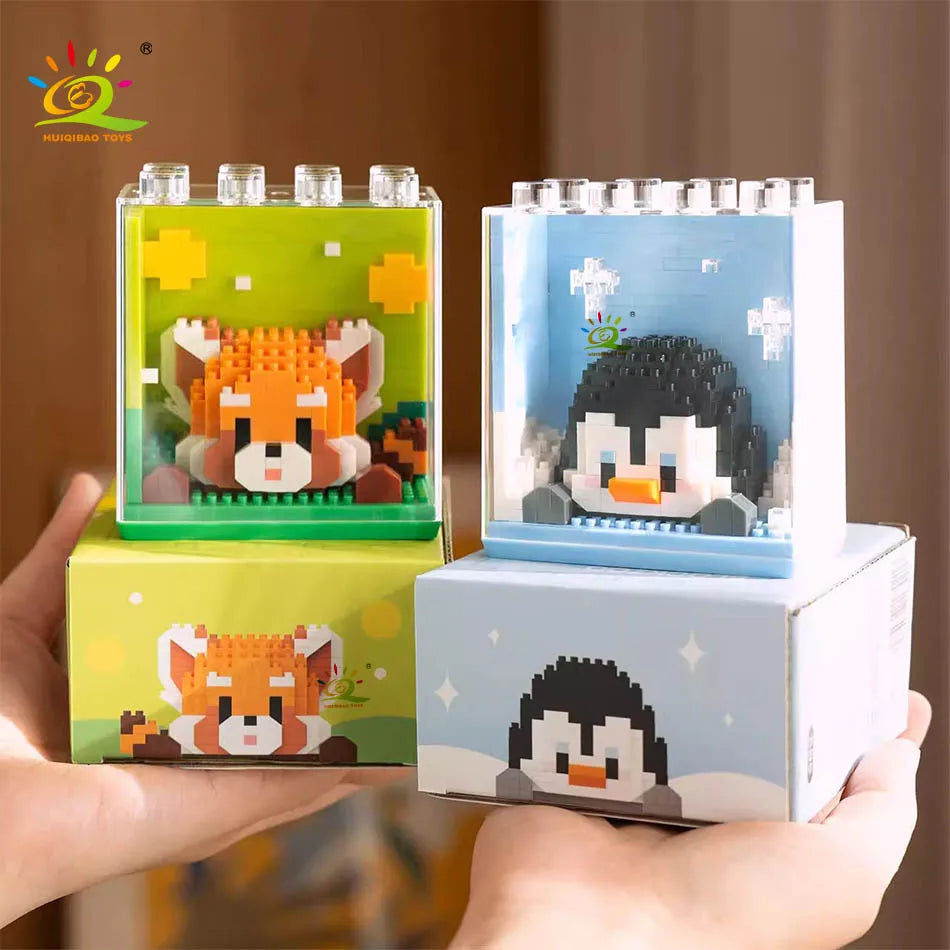 Cute Animal And Clear Display Set Mini Building Blocks - 12 Styles