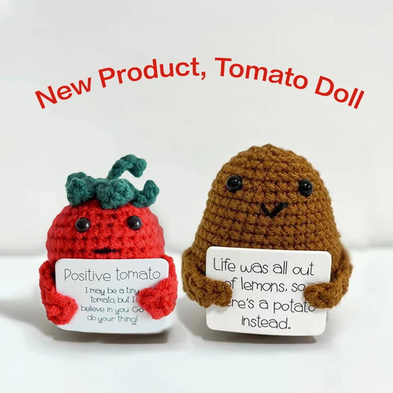 Handmade Knitted Vegetable (Potato/Tomoto) With/Without Positive Message - 11 Styles