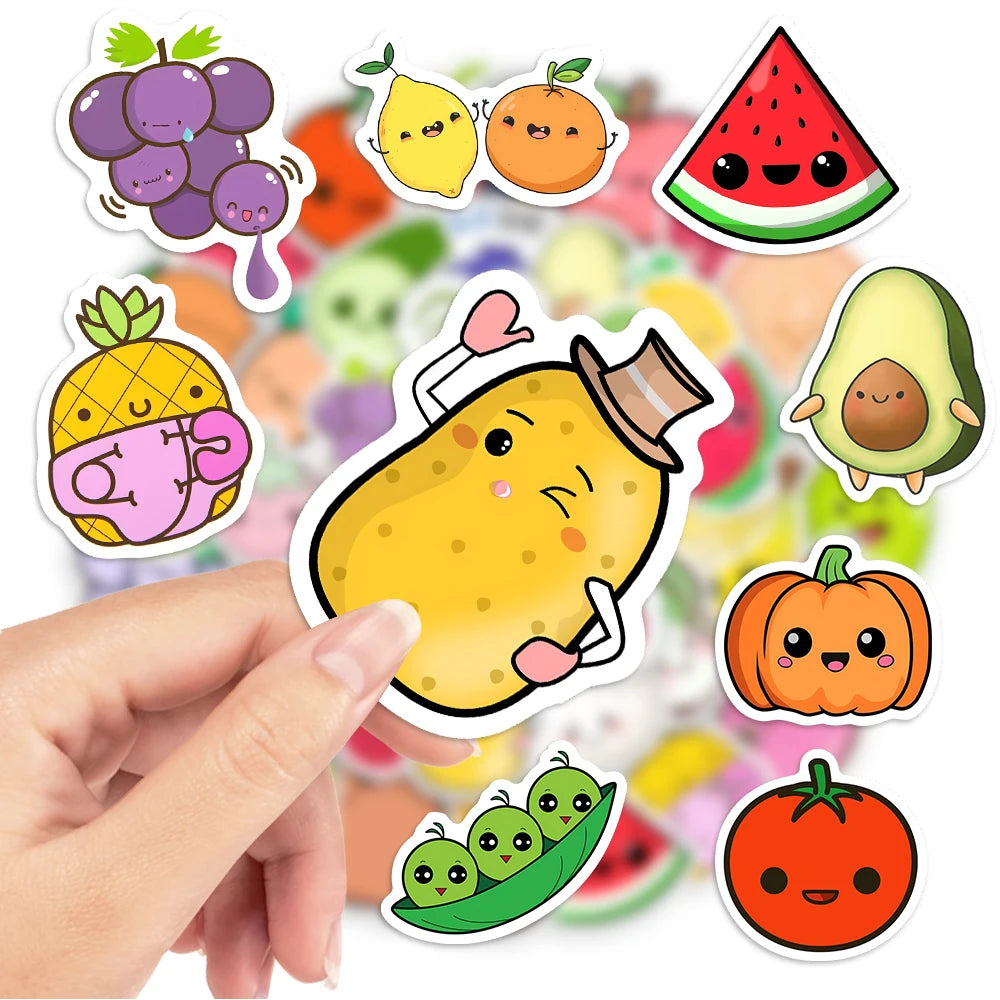 50 pcs Cute/Kawaii Fruit And Vegetable Stickers