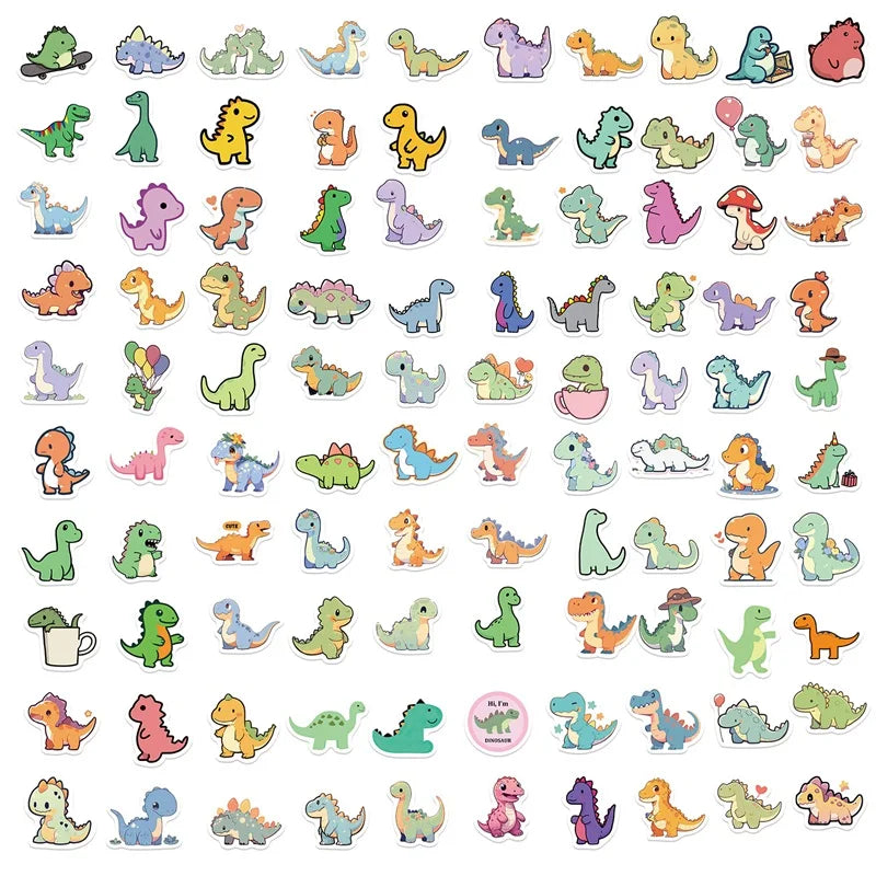 100 pcs Cute/Kawaii Small Dinosaur Stickers