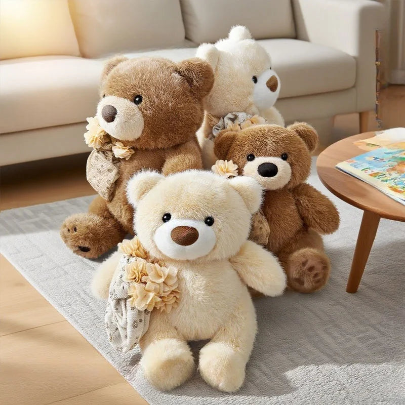 Cute Teddy Bear With Flower Bouquet Plush Toys - 27/37cm