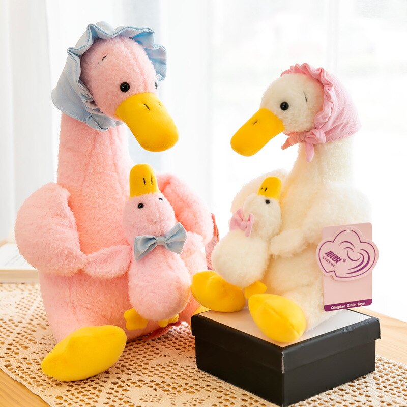 Mummy Duck Holding The Duckling Plush Toys 25/35cm 2pcs - White/Brown/Grey/Blue/Pink