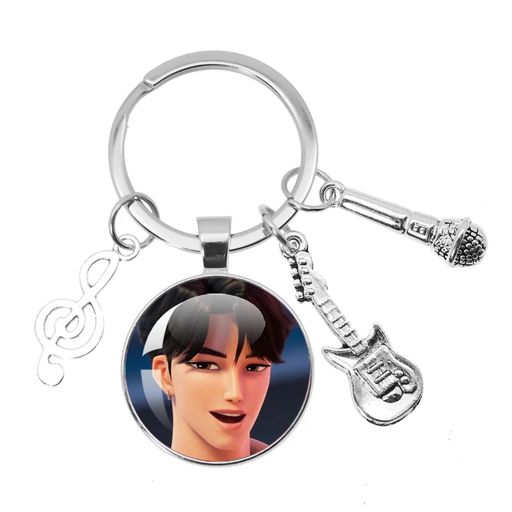 Cute K-Pop Demon Hunters/Saja Boys/Derpy Keychain with Music Themed Pendant