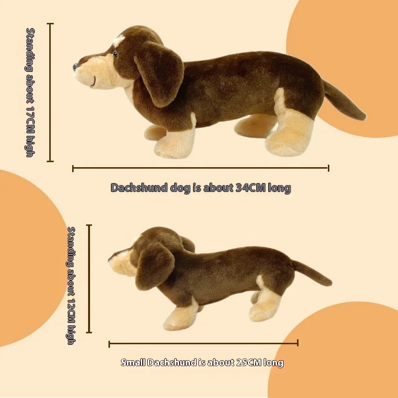 Cute Dog (Dachshund) Plush Toys 25/40cm - Black/Dark Brown/Light Brown