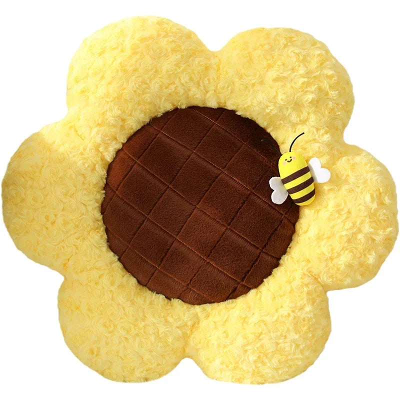 Cute Sunflower With Bee Plush Pillow Toys 50cm