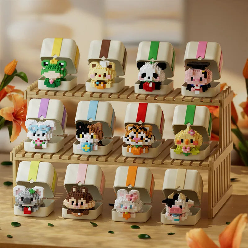 Cute Animal With Gift Box Set Mini Building Blocks - 12 Styles