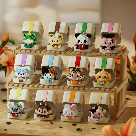 Cute Animal With Gift Box Set Mini Building Blocks - 12 Styles