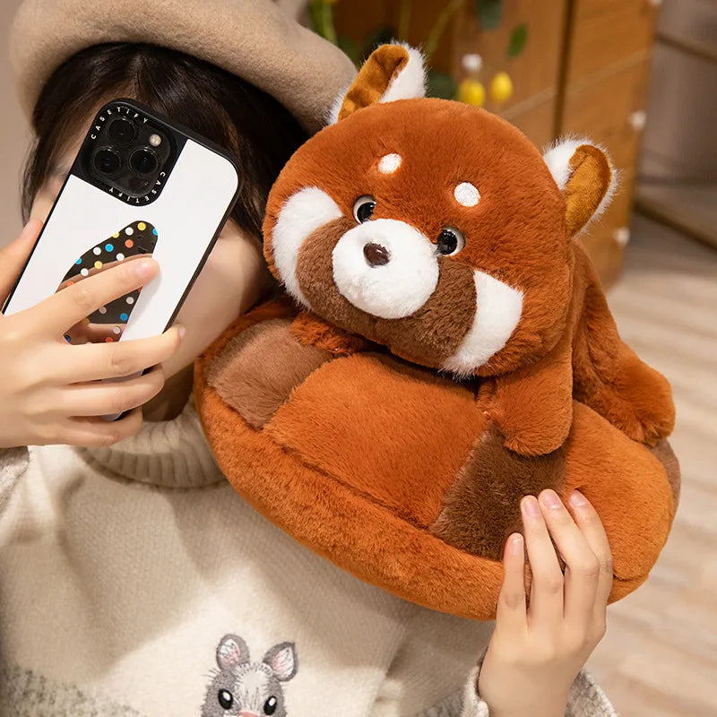 Cute Doughnut-Shaped Red Panda Plush Pillow Toys 25/35/45cm