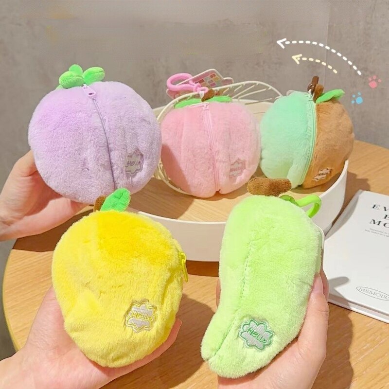 Funny Animal(Pig/Rabbit/Duck/Monkey/Donkey) In Fruit Bag Plush Keychains