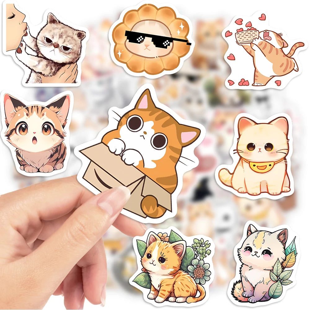 50 pcs Cute/Kawaii Cat Stickers - V4