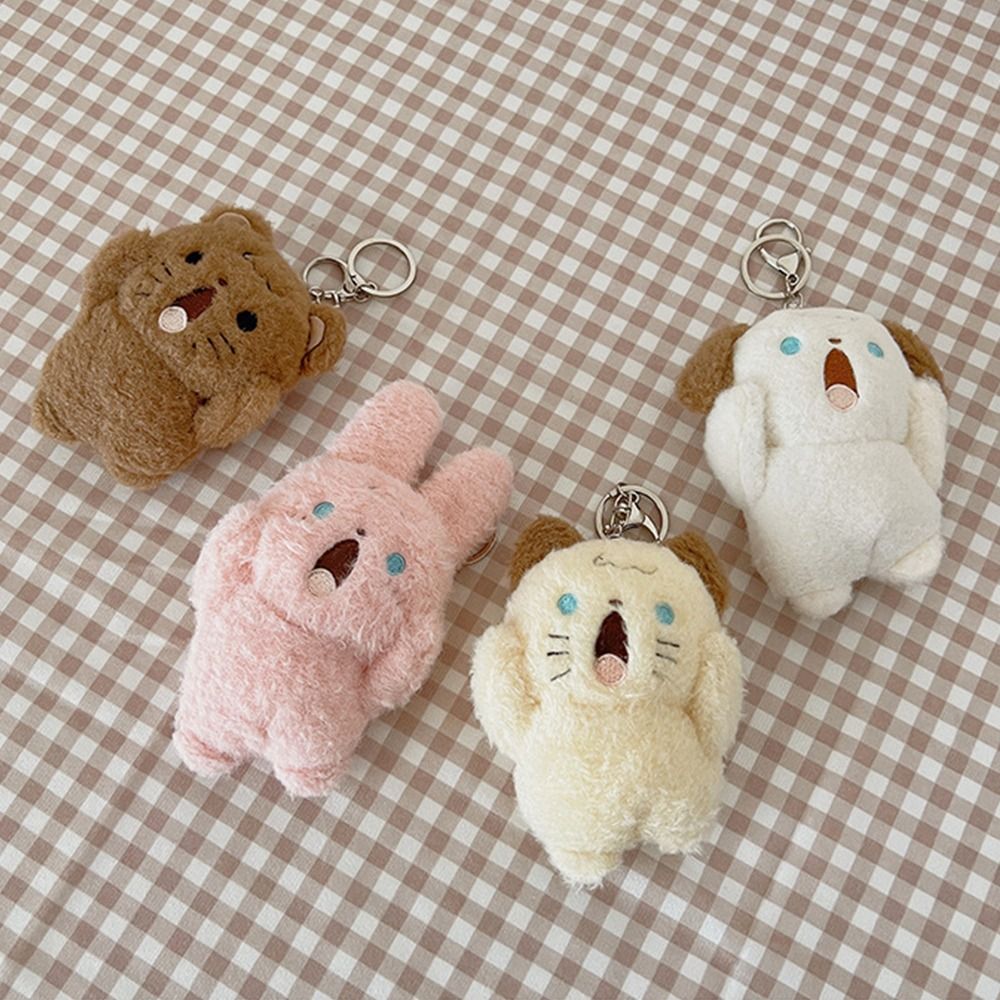 Animal (Rabbit/Bear/Cat/Dog) With Surprised Face Plush Keychains